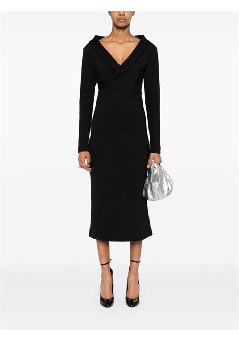 Black V-neck midi dress Philosophy di Lorenzo Serafini - women PHILOSOPHY DI LORENZO SERAFINI | 041471280555